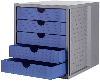 HAN Schubladenbox SYSTEMBOX KARMA A4/C4,5 geschlossene Schubladen,grau/blau