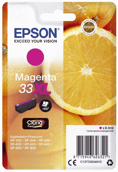 Original Epson Tintenpatrone magenta (C13T33634012,33XL,T33634012)