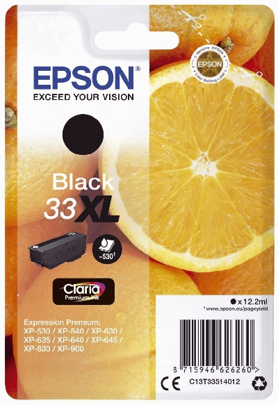 Original Epson Tintenpatrone schwarz (C13T33514012,33XL,T33514012)