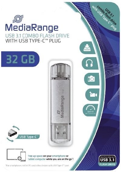 MediaRange USB Stick 3.1 Kombo-Speicherstick,