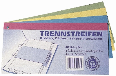 Q-Connect Trennstreifen - 1990 g/qm Karton, farbig sortiert, 40 Stück