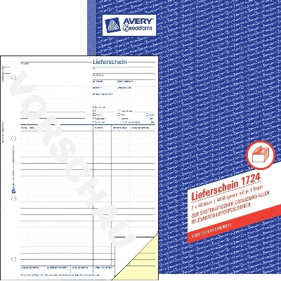 Avery Zweckform® 1724 Lieferschein, DIN A4, selbstdurchschreibend, 2 x 40 Blatt,