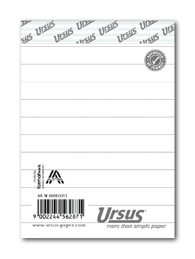 Ursus Basic Notizblock - A7, 48 Blatt, 60 g/qm, liniert