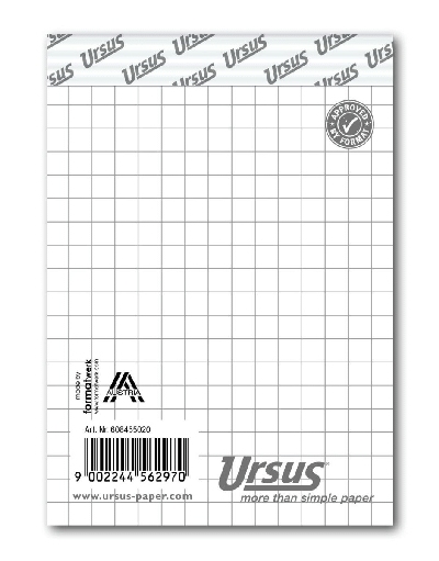 Ursus Basic Notizblock - A7, 48 Blatt, 60 g/qm, kariert