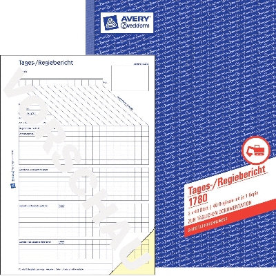 Avery Zweckform® 1780 Tages-/Regiebericht, DIN A4, selbstdurchschreibend, 2 x 40