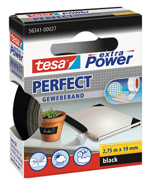 Tesa 56341-00027-03 Gewebeband 2,75mx19mm schwarz