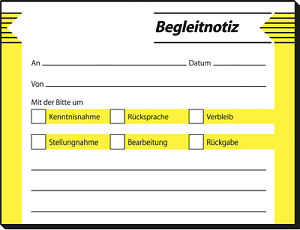 Sigel Begleitnotiz Haftblock