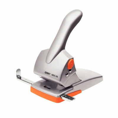 Rapid Registraturlocher HDC65, Gussmetall, 65 Blatt, silber/orange