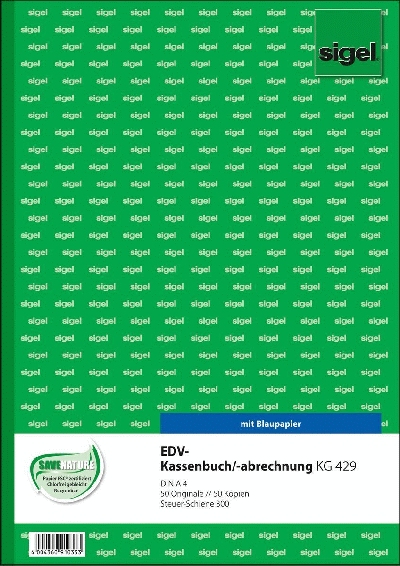 Sigel® EDV-Kassenbuch Steuerschiene 300 -A4,1. und 2. Blatt bedruckt,2x50 Blatt