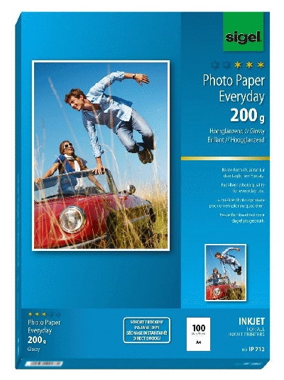 Sigel® Inkjet Fotopapier Everyday - A4, hochglänzend, 200 g/qm, 100 Blatt