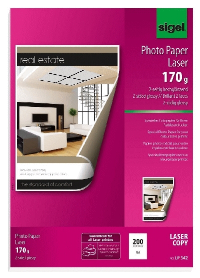 Sigel® Fotopapier für Farb-Laser/-Kopierer - A4, 2-seitig hochglänzend, 170 g/qm