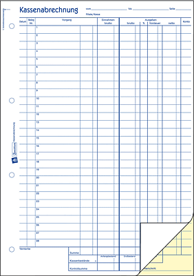 Zweckform Kassenabrechnung