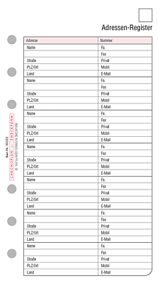 Chronoplan Ersatzadressblätter - Midi, 196 Blatt