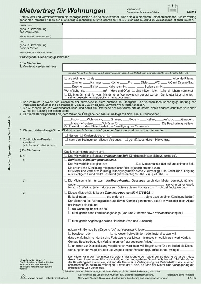 RNK Verlag Universal-Mietverträge f. Wohnungen -SD,Übergabeprotokoll,4x2 Bl,A4