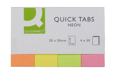 Q-Connect Haftmarker Neon - 20 x 50 mm, 4 x 40 Streifen