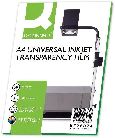 Q-Connect KF26074 Inkjet-Folien m. Sensorstreifen - A4, 0,10 mm, 50 Folien