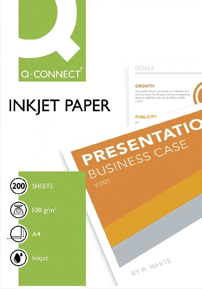 Q-Connect KF01553 Inkjet-Papiere Premium - A4, 100 g/qm, weiß, 200 Blatt