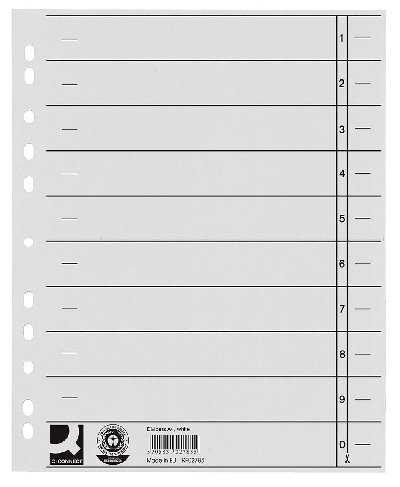 Q-Connect KF02785 Trennblätter durchgefärbt - A4 Überbreite, weiß, 100 Stück