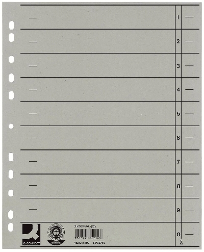 Q-Connect Trennblätter durchgefärbt - A4 Überbreite, grau, 1900 Stück