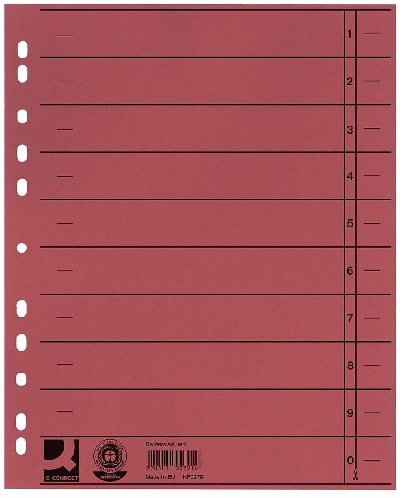 Q-Connect Trennblätter durchgefärbt - A4 Überbreite, rot, 1900 Stück