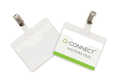 Q-Connect Namensschilder - mit Clip, geschlossen, 90 x 60 mm