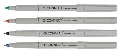 Q-Connect Faserschreiber, non-permanent, ca. 0,5 mm (F), Etui mit 4 Farben