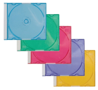 Q-Connect CD-Boxen Standard -Slim Line f. 19 CD/DVD,farb. sort.,Packung m. 75Stk.