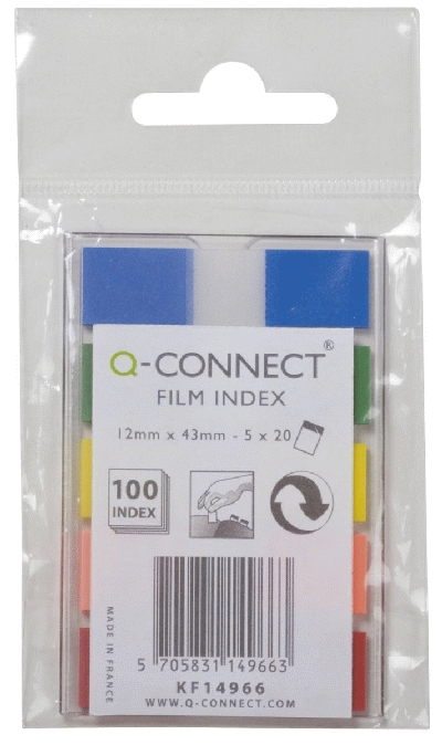 Q-Connect KF14966 Index Mini - 12,5 x 43 mm, 5 x 20 Streifen