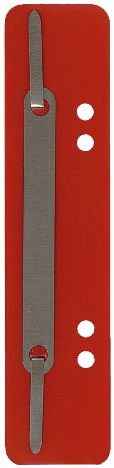 Q-Connect Heftstreifen Kunststoff, kurz - Deckleiste aus Metall, rot, 75 Stück