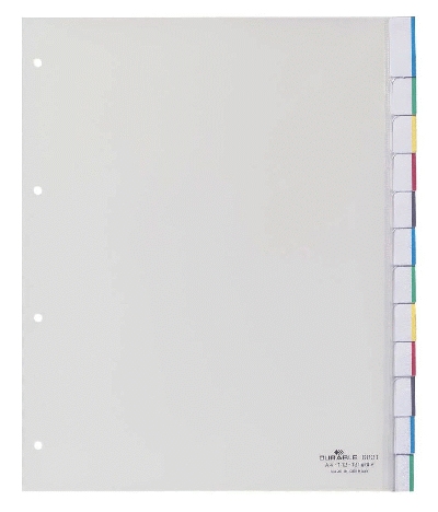 Durable Register, Hartfolie, blanko, transparent, DIN A4, Überbreite, 10 Blatt