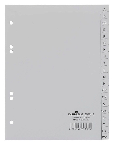 Durable Register - A - Z, grau, A5, 20 Blatt