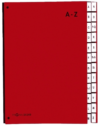 Pagna® Pultordner Color-Einband - Tabe A - Z, 24 Fächer, rot