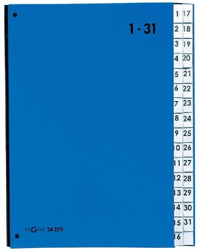 Pagna® Pultordner Color-Einband - Tabe 1 - 31, 32 Fächer, blau