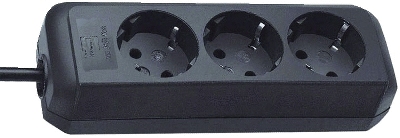 Brennenstuhl Steckdosenleiste - 3-fach ohne Schalter, schwarz