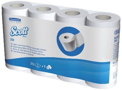 Scott® Kleinrollen Toilet Tissue - 3-lagig, geprägt, hochweiß, Rolle mit 350 Bla