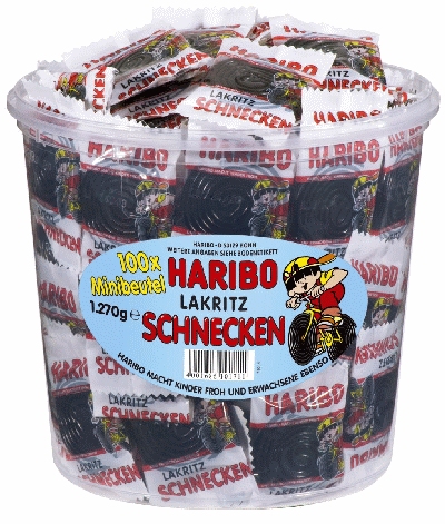 Haribo Lakritzprodukte - LAKRITZ SCHNECKEN Minis, 100 Minibeutel