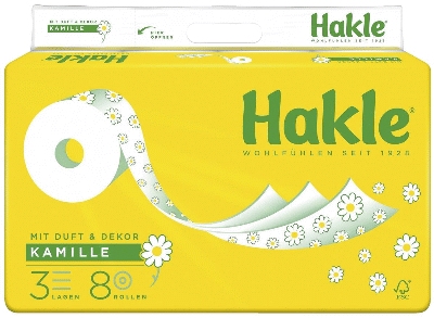 Hakle® Toilettenpapier PLUS mit Kamille - 3-lagig, geprägt, Porenprägung, weiß m