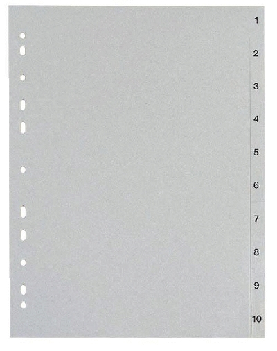 Neutral 24741 Zahlenregister - 0 - 10, PP, A4, 11 Blatt, grau