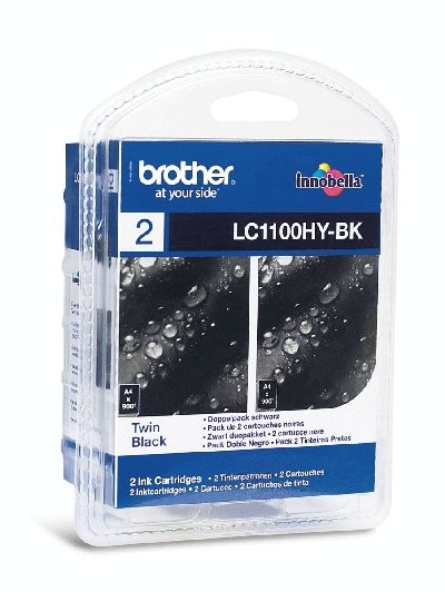 Original Brother Tintenpatrone schwarz High-Capacity Doppelpack Blister (LC-1100