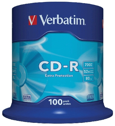 Verbatim CD-R Rohlinge - 700MB/80Min, 52-fach/Spindel, Packung mit 100 Stück