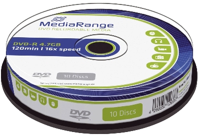 MediaRange DVD-R - 4.7GB/120Min, 16-fach/Spindel, Packung mit 10 Stück