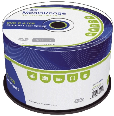 MediaRange DVD-R - 4.7GB/120Min, 16-fach/Spindel, Packung mit 50 Stück