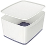 Leitz 5216 Aufbewahrungsbox MyBox Groß - A4, mit Deckel, ABS, weiß/grau