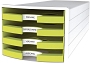 HAN Schubladenbox IMPULS - A4/C4, 4 offene Schubladen, weiß/lemon