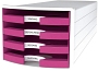 HAN Schubladenbox IMPULS - A4/C4, 4 offene Schubladen, weiß/pink