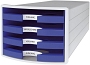HAN Schubladenbox IMPULS - A4/C4, 4 offene Schubladen, lichtgrau/blau