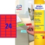 Avery Zweckform® L6032-20 Etiketten - 63,5 x 33,9 mm, rot, 480 Etiketten/20 Blat