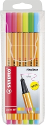 Stabilo® Fineliner point 88® - Etui Neon, mit 6 Stiften