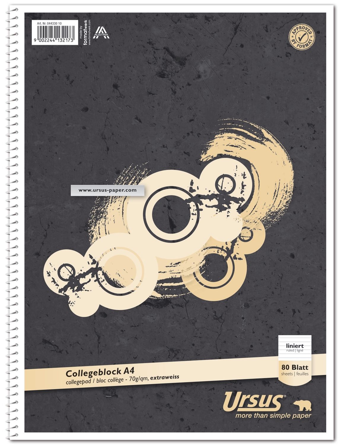 Ursus Basic Collegeblock A4 80 Blatt 70g/qm 9mm liniert