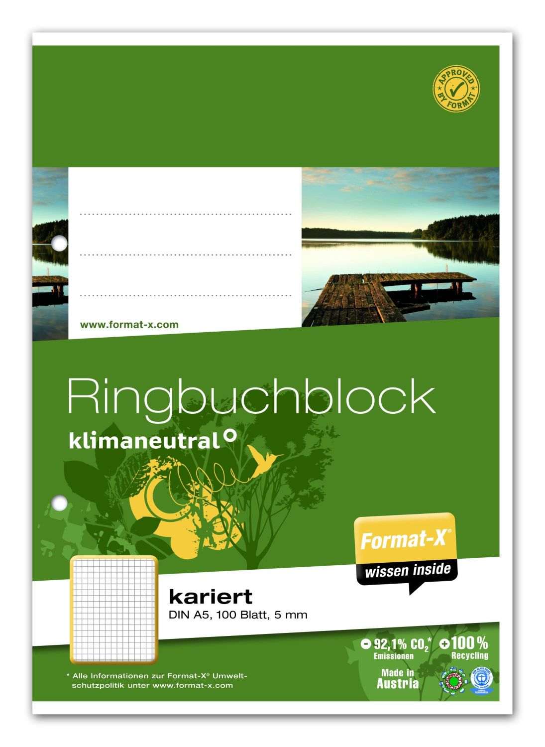 Ursus Green Ringbuchblock - A5, 1900 Blatt, 70 g/qm, kariert